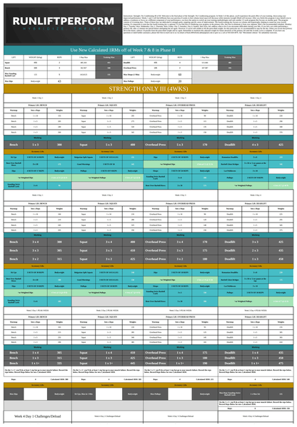 Block 3, weeks 9 to 12, from the Strength No Conditioning workbook